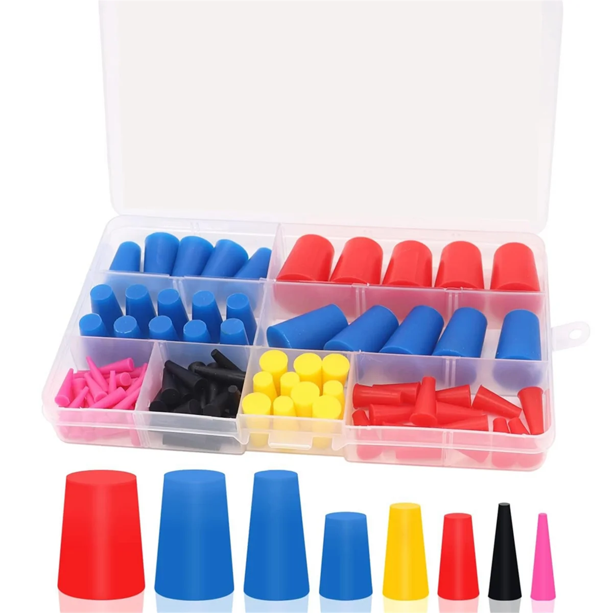 105Pcs 1/16Inch to 5/8Inch Silicone Rubber Tapered Plug Assortment Kits for Masking Off Holes During Powder Coating