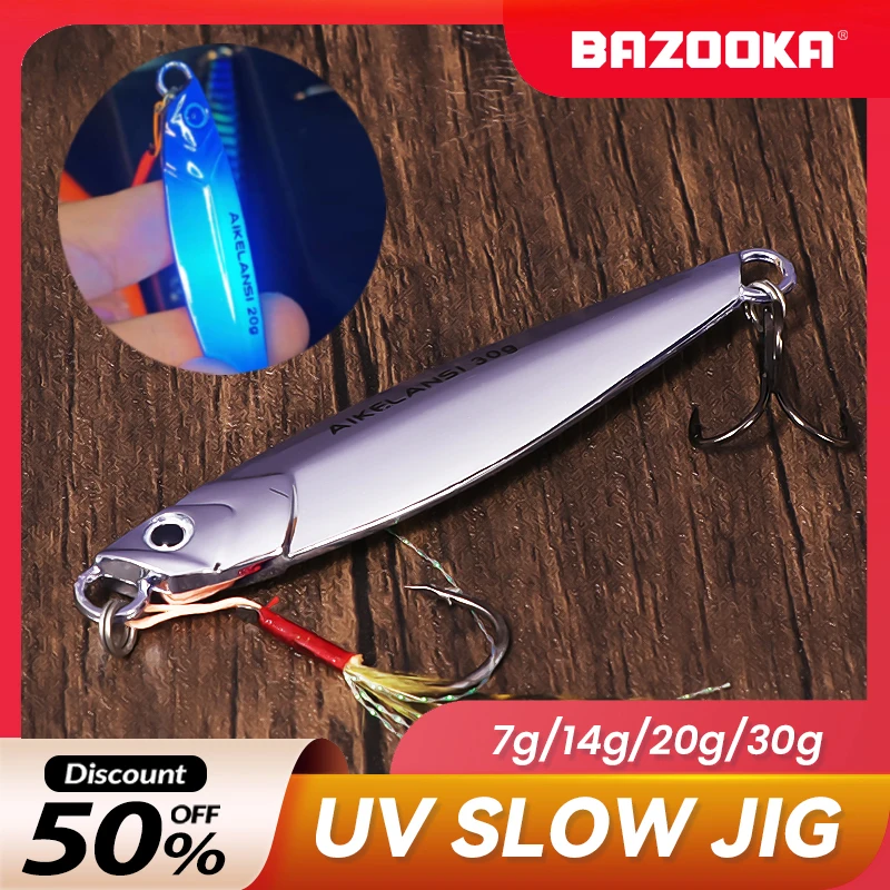 

Bazooka Slow Jig Fishing Lure Spoon Jigging Bait Hard Lead Metal Sinking Jighead Boat Bass Trolling Trout Sea Pike Shore Ice Win