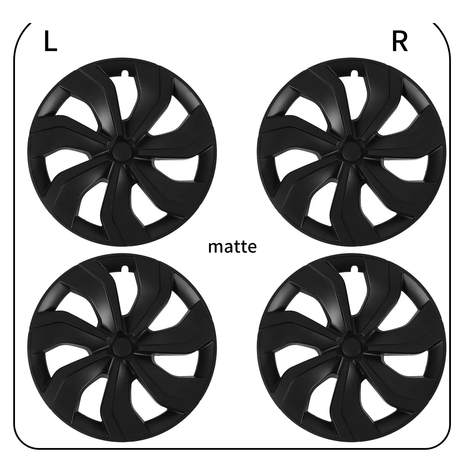 4Pcs 19in Wheel Hubcap Scratch Free Sporty Style Long Lasting Replacement for Tesla Model Y 2020 to 2023 Asymmetrical