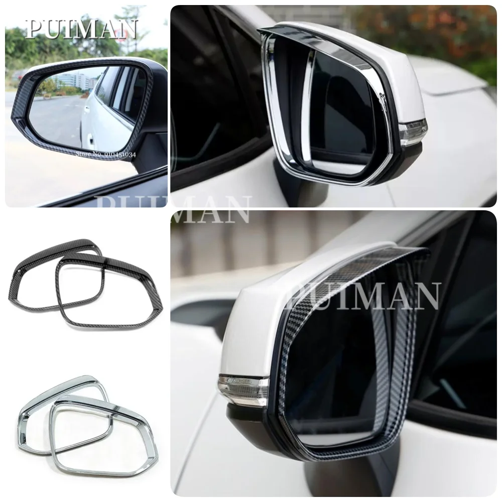 

ABS chrome Carbon Fiber Car rearview mirror block rain eyebrow Cover Trim For Toyota Alphard Vellfire 2016-2020 Auto Accessories