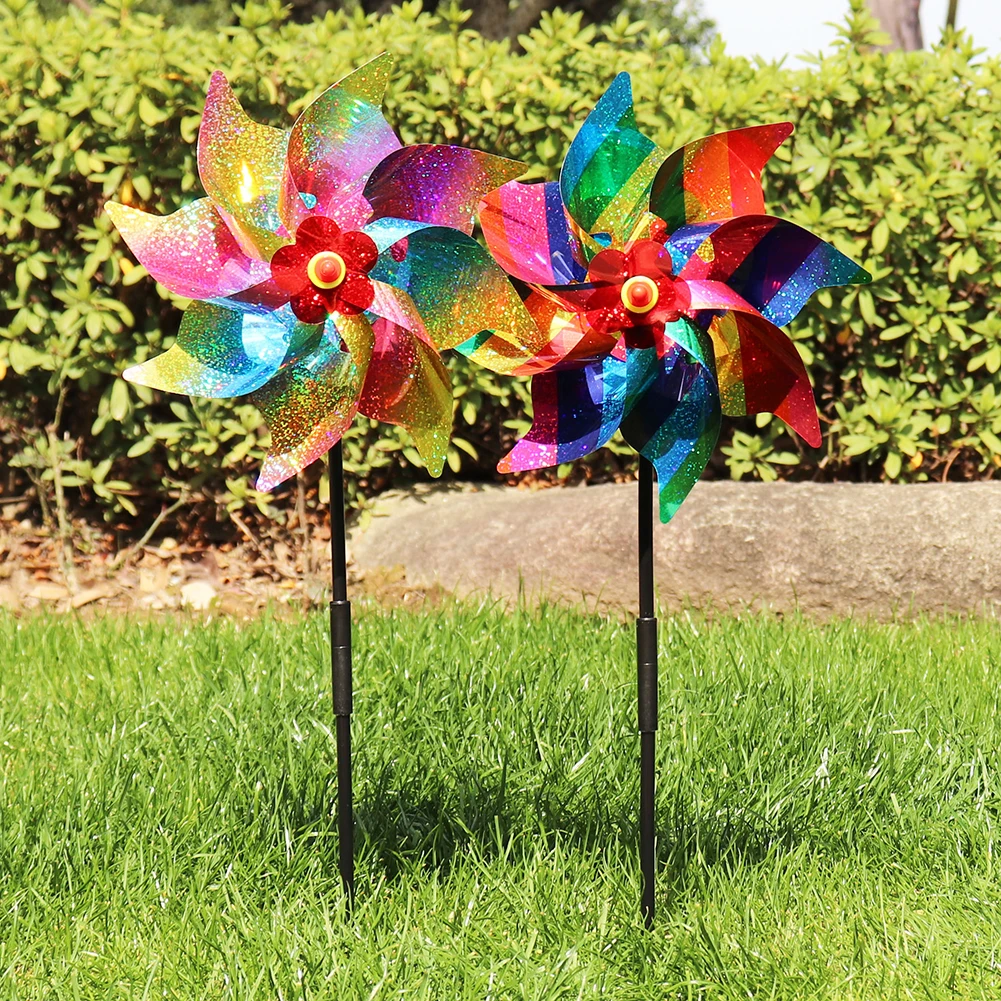 الطيور مبيد الحشرات Pinwheels عاكس سباركلي الفزاعة دولاب الهواء طاحونة سبينر لحديقة الحديقة ساحة ديكور إبقاء الطيور بعيدا الطفل #6