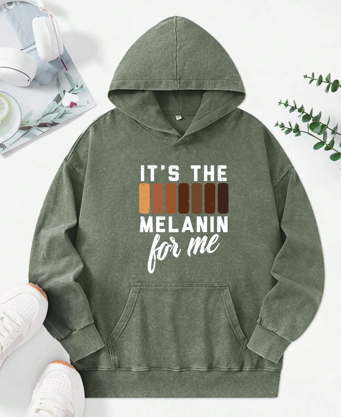 It'S The Melanin For Me Printing Female Washed Hoody All-Match Street Clothes Casual Cotton Hoodie Multicolor Y2K Pullovers