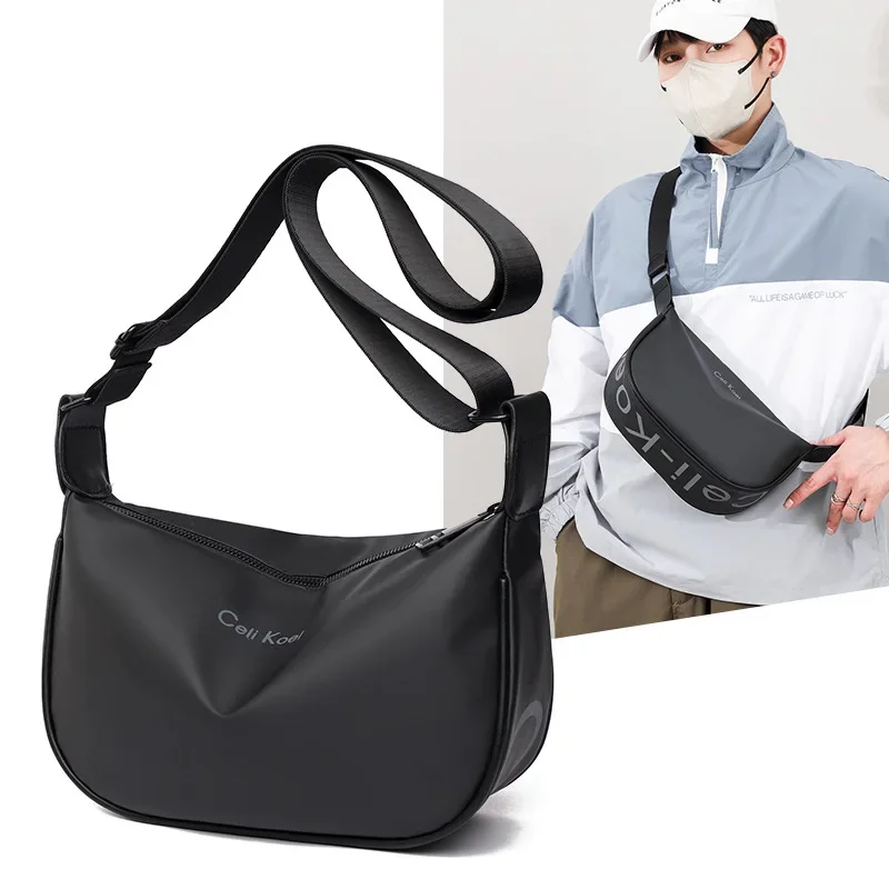 Bolsa tiracolo casual masculina, bolsa mensageiro de ombro versátil, bolsa para celular masculina, grande capacidade, moda coreana, nova