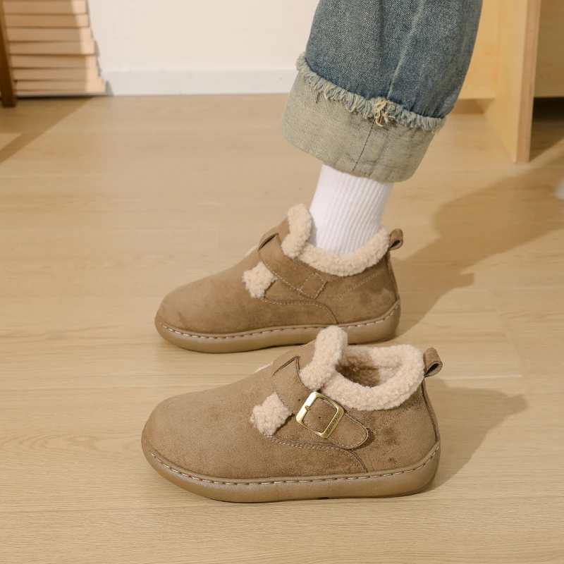 أحذية ثلج مبطنة بالصوف بتصميم سهل الارتداء، مناسبة للتنقل في الثلج أو المشي في المنزل، أنيقة وعصرية