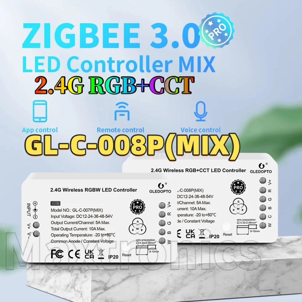 ZigBee RGB+CCT LED Strip Controller Pro Color White Light Mix Homey Alexa Echo Tuya App GL-RC-006Z Remote Control GL-C-008P(MIX)