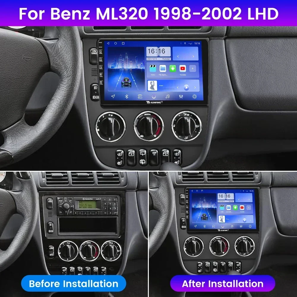 Android Car Radio For Benz ML320 1998-2002 Car Stereo 2Din Octa Core GPS Navigation Player IPS Screen Carplay Android Auto