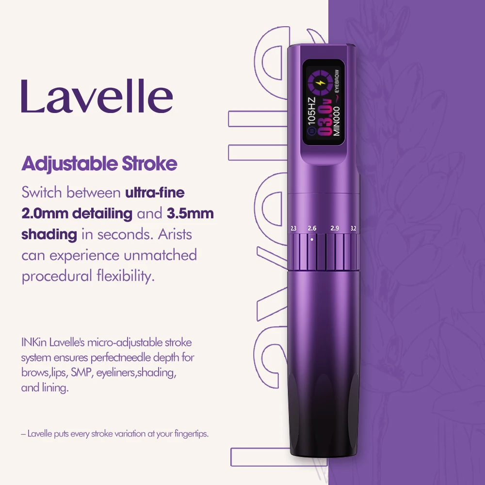 INKin Lavelle قابل للتعديل السكتة الدماغية اللاسلكية آلة تجميل دائم الروتاري القلم الوشم الحاجب الشفاه كحل جهاز