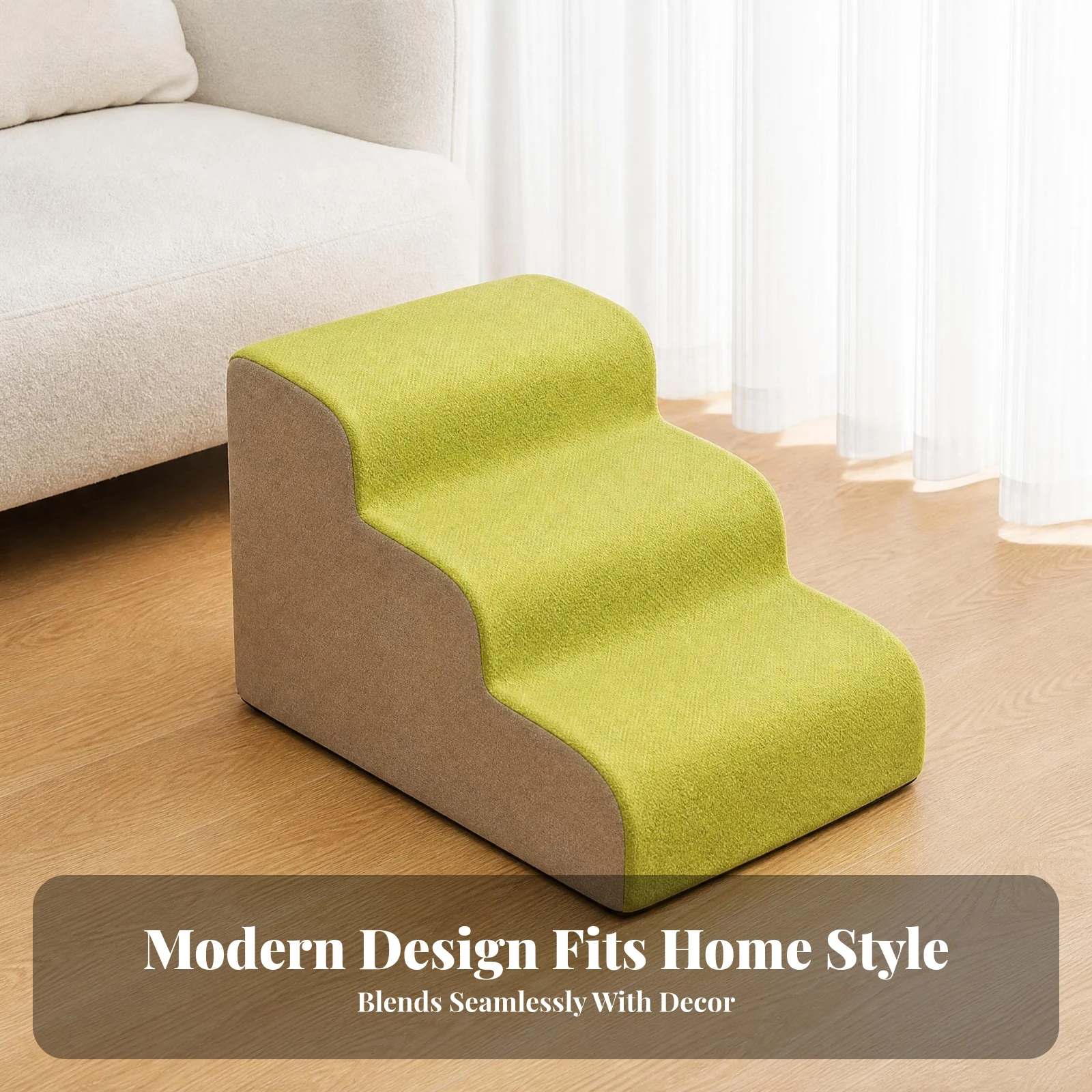 Dog Ramp Stairs Stepped Incline Foam Pet Stairs Dog Stair Ramp Soft Slope Design Upholstered Pet Step Textured Textile