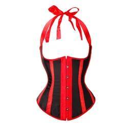 Underbust Corset Halter Waist Cincher Vest Corsets and Bustiers Top Sexy Women's Plus Size Stripe Red Green White Purple