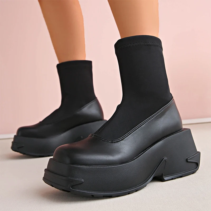

Platform Women Ankle Boots Flats Shoes Goth Chelsea Boots 2025 Winter Trend Sport Shoes Fashion Snekaer Warm Snow Botas Mujer