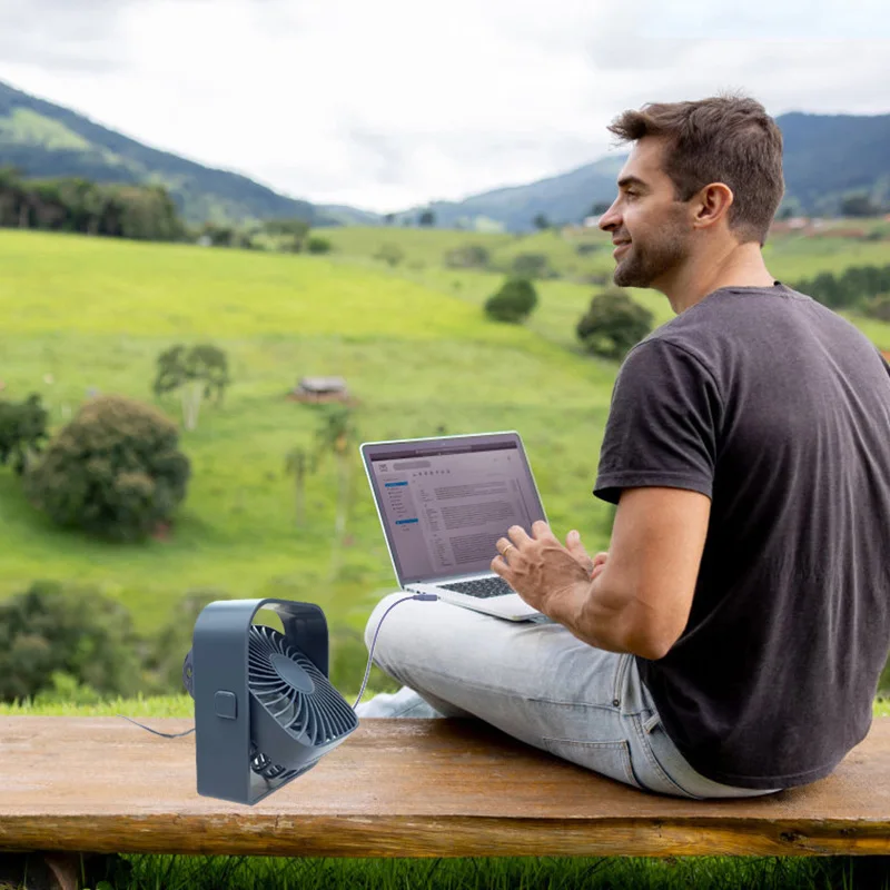 Kipas Angin Portabel Bertenaga USB Kipas Listrik Meja Mini Kipas Senyap 3 Pengaturan Kecepatan Motor Tanpa Sikat Hadiah Musim Panas