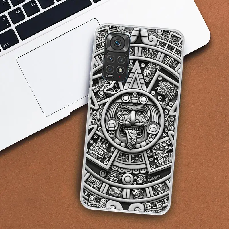 Mayan Stone Totem Pole Phone Case For Xiaomi Redmi Note 14 13 12 12S 11 Pro Plus 11S 10 10S 11T 11E Soft Transparent Shell Cover