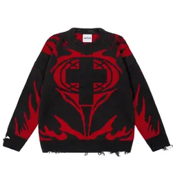 un pull en tricot à manches longues pour homme, pull-over avec image de nouvelle commande, Hip Hop, mode Harajuku, manteau, vêtements de rue Y2k