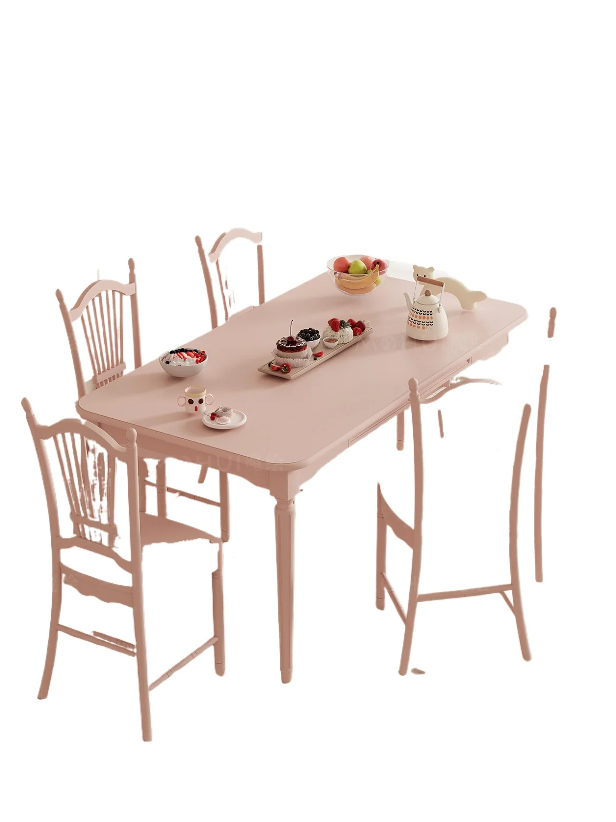 

Cream style dining table, light luxury solid wood living room tea table modern simple and high-end dining table and chair