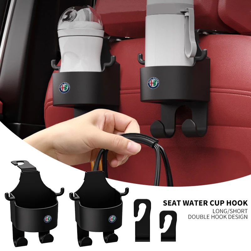 Car Hook Seat Back Hook Multi-functional Car Built-in Object Water Cup Holder for Alfa Romeo Giulia Stelvio Giulietta 156 159