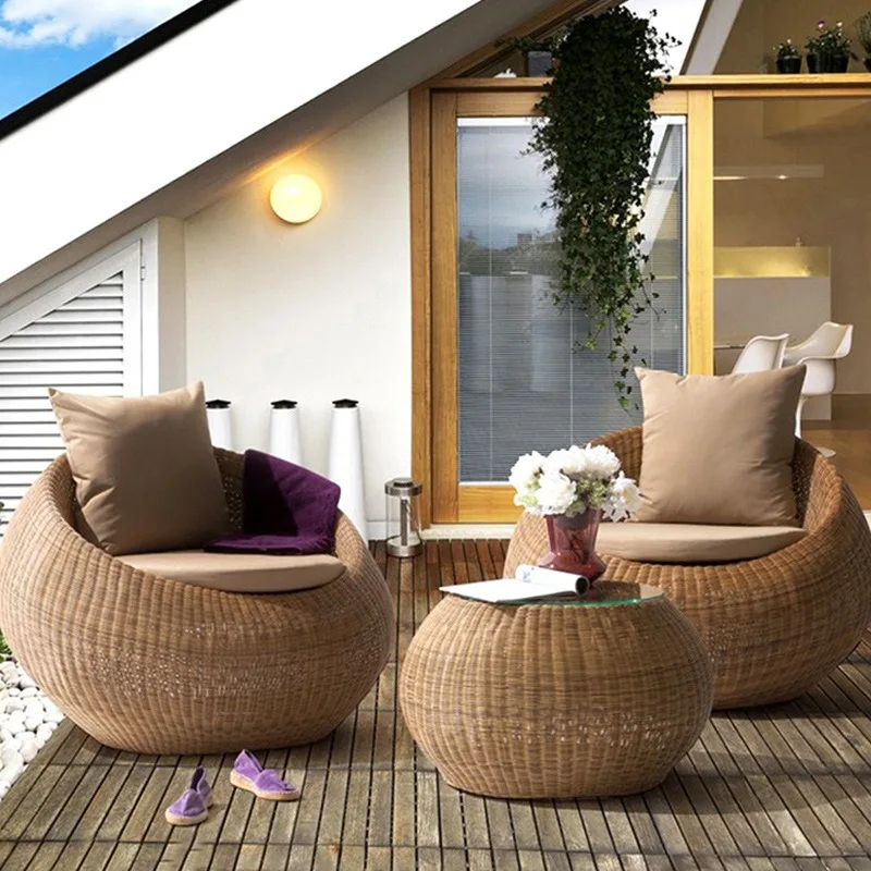 Outdoor sofa combination, living room balcony courtyard villa leisure rattan table and chairs, coffee table terrace rattan