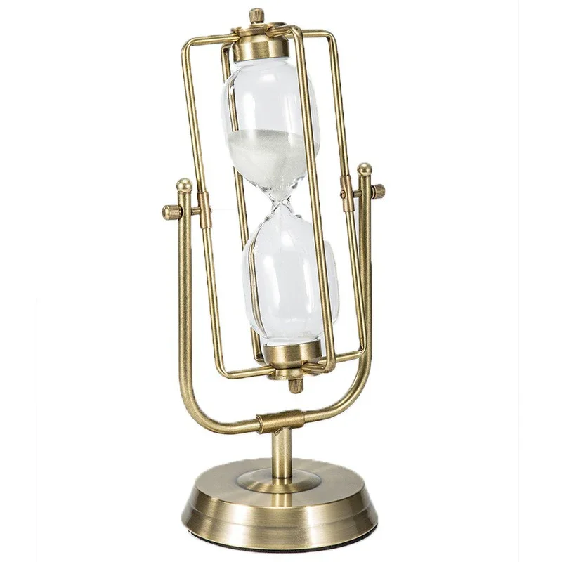 European Style Luxury Decoration 360° Pivoting Metal Hourglass 15/30 Minutes Living Room Decoration Office Desk Decoration Gift