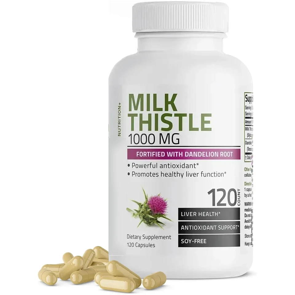 Milk Thistle 1000mg - with Dandelion - Supports Liver Detoxification and Cleanses, Improves Digestion - 120 Capsules