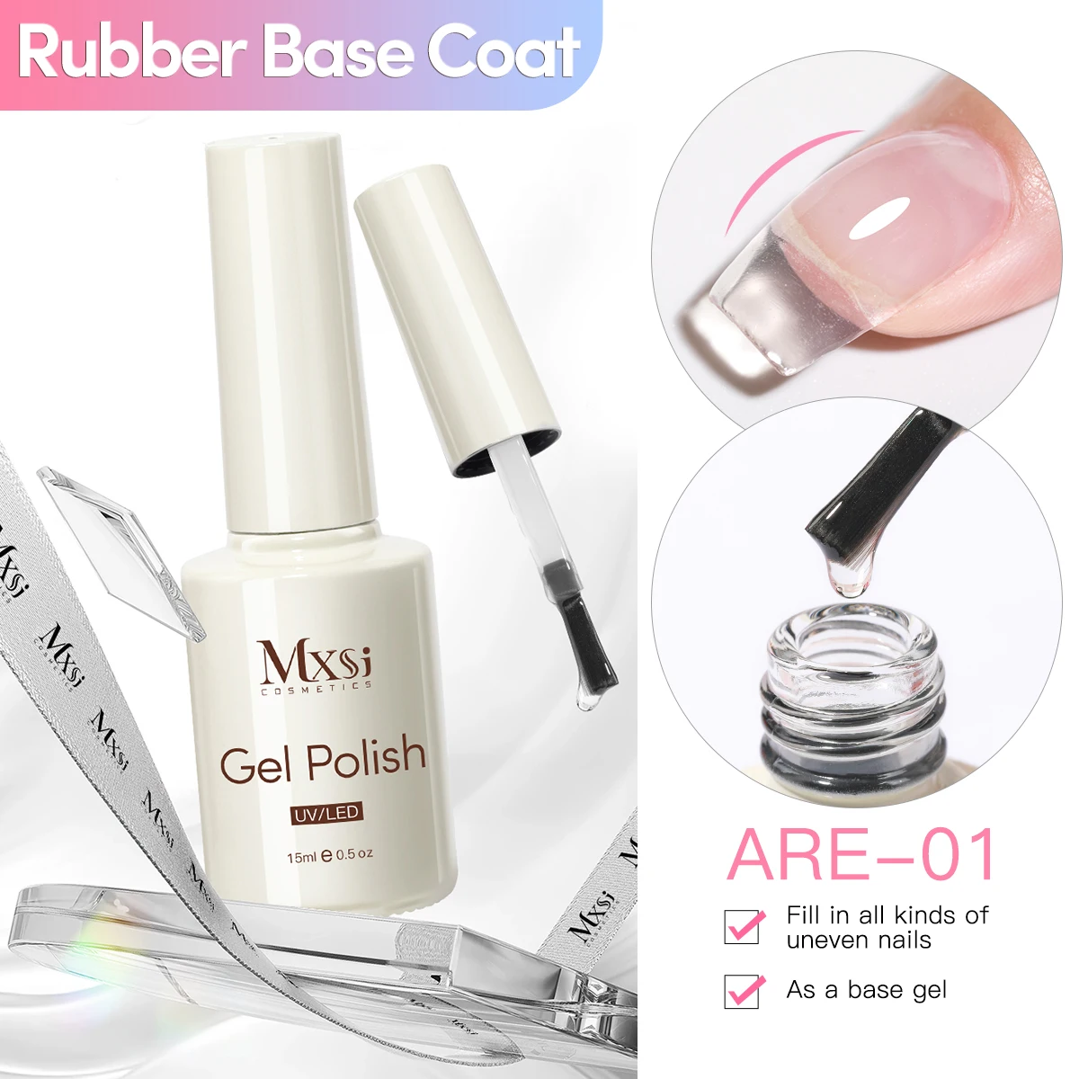 15ml Lakier do Paznokci Diamentowy Top Coat & Base Coat Przezroczysty Żelowy Lakier do Paznokci Półtrwały Świecący Top do Manicure Nail Art Soak Off Lakier Żelowy UV