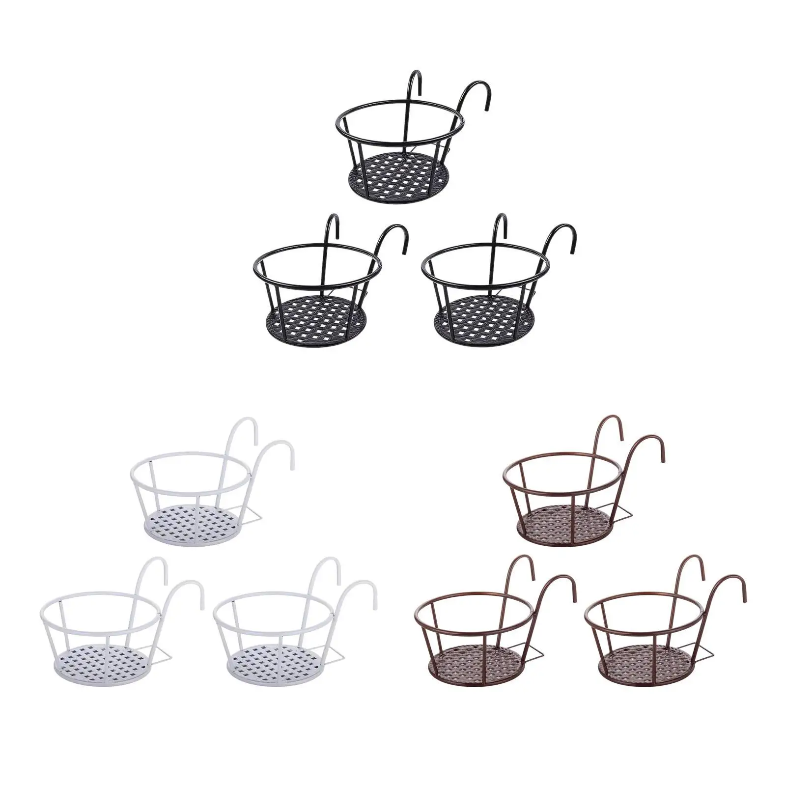 

3 Pieces Hanging Planters Basket Multipurpose Metal Pot Plant Basket Shelf Container for Balcony Decoration Garden Fence Porch