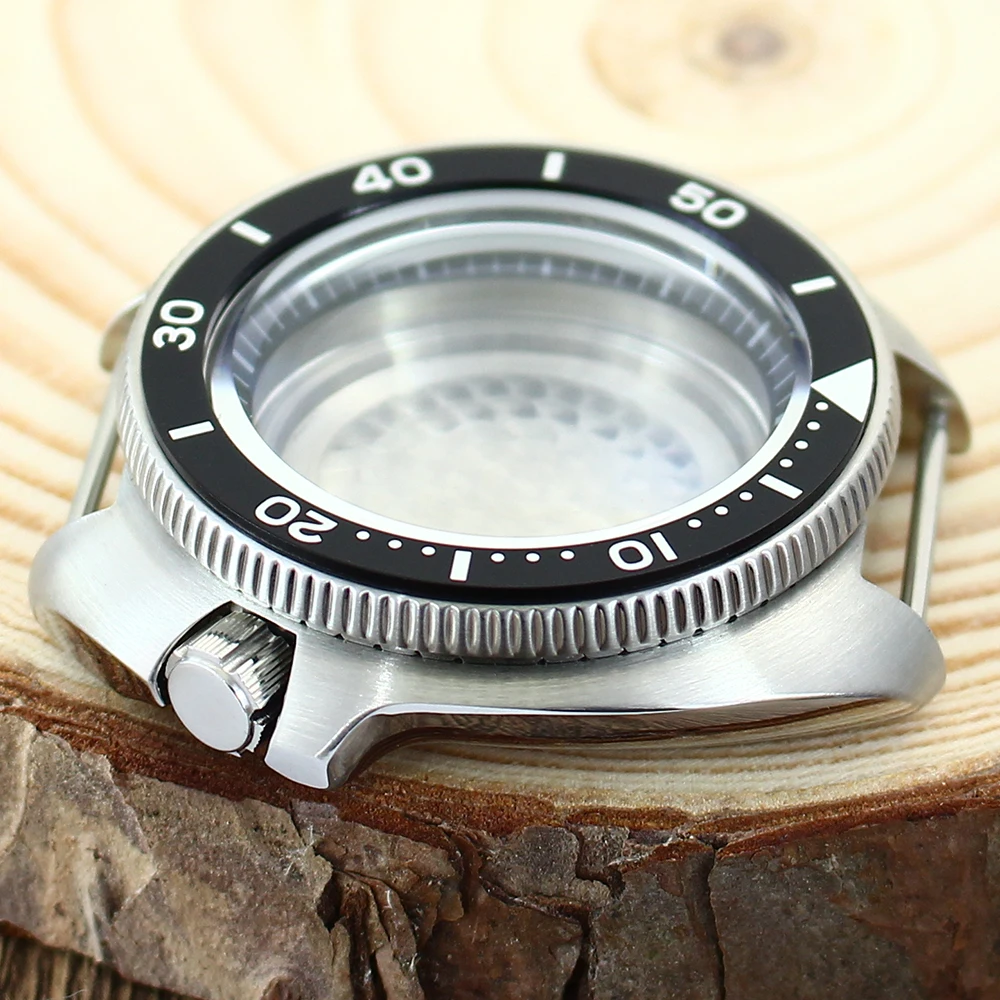 44mm Silvery Watch Case SKX 6105 Turtle Tuna Modify Parts Sapphire Unidirectional Bezel Water Resistant For NH36 NH35 Movement