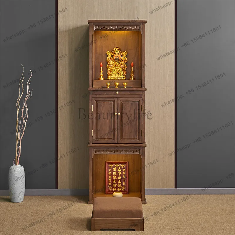 Factory Direct Elm solid wood double-layer shrine shrine new Chinese vertical cabinet household