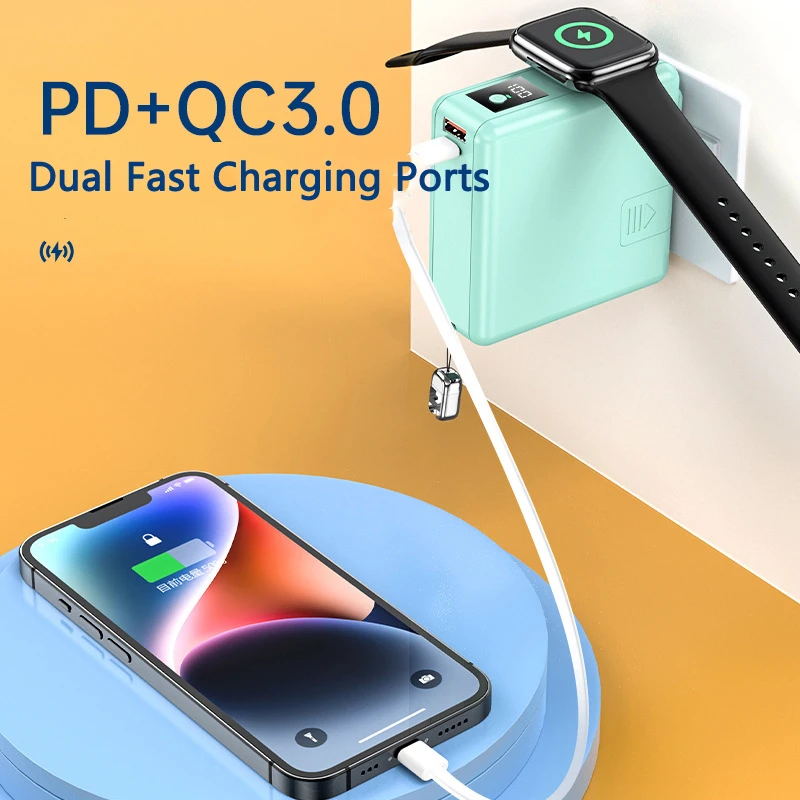 

15W Magnetic Qi Wireless Charger for iPhone 14 Apple Watch with Cable AC Plug Power Bank 15000mAh 22.5W Fast Charging Poverbank