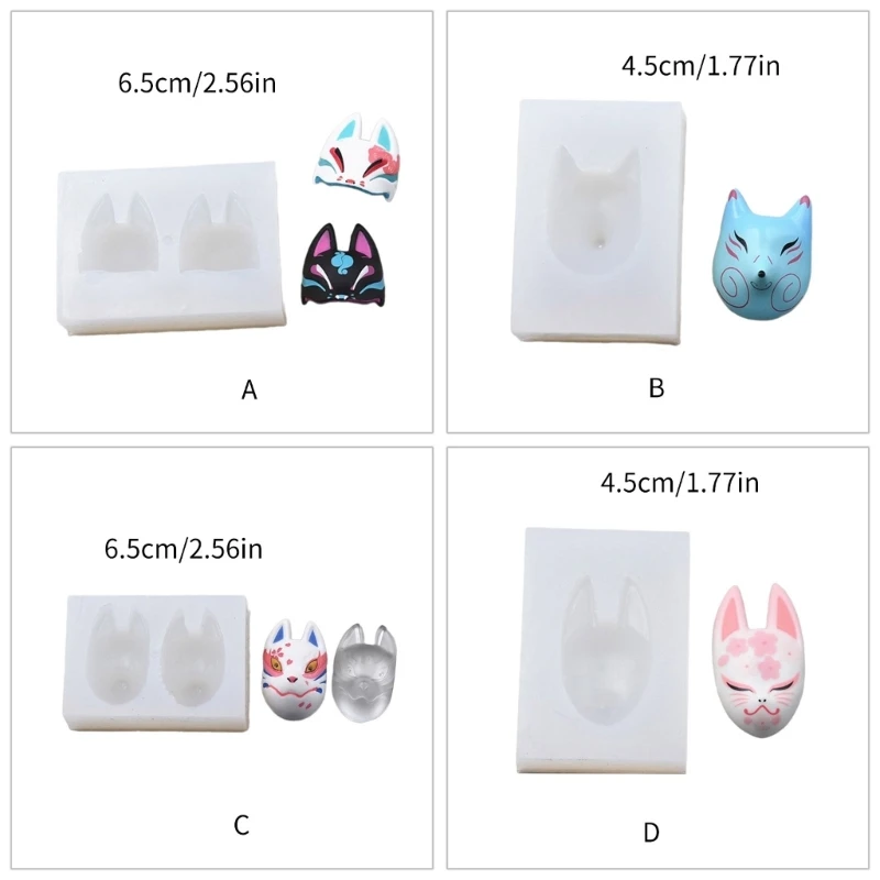 Fox Mask Clay Mold DIY Epoxy Resin UV Glue Silicone Mold for Keychain Jewlery Accessorie Supplies - Image 6