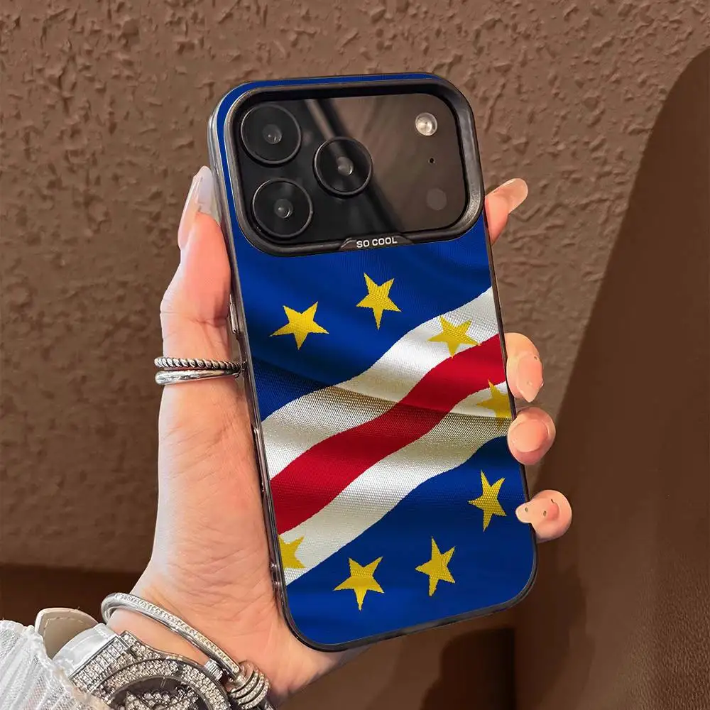 أفريقيا كيب فيردي جواز السفر العلم جراب هاتف آيفون 15,17,11,14,13,16,12,E,Max,Plus,Air,Pro,Mini غطاء أسود غير لامع #3