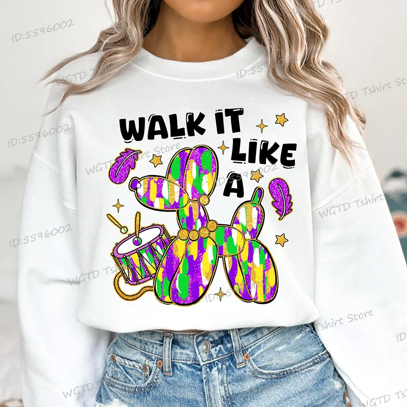 Walk It Like A Dog Mardi Gras Hoodie, Glitter Mardi Gras Hoodies Design, Retro Mardi Gras Women Clothing,