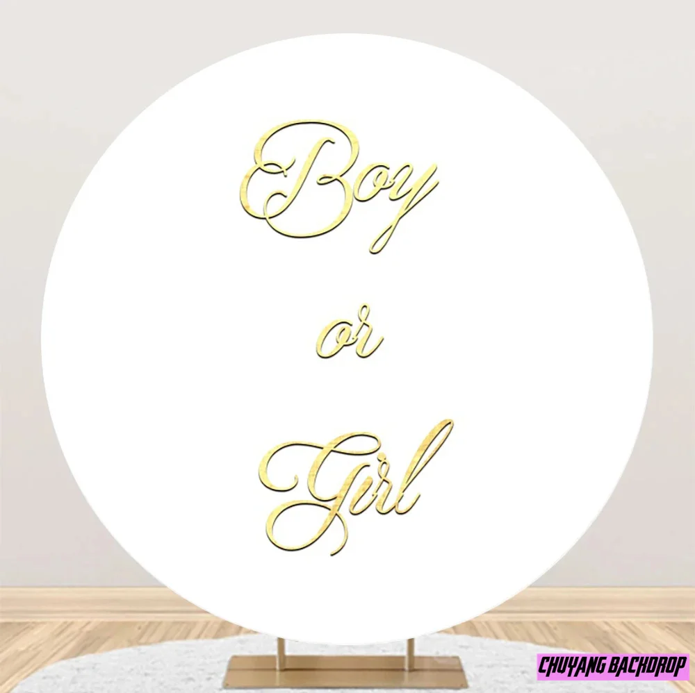 White Solid Color Birthday Round Backdrop Cover Baby Shower Wedding Party Customized Poster Circle Backgrounds Photocall Photo