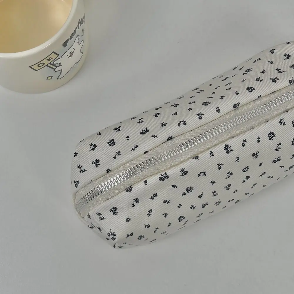 Cute Floral Print Pen Bag Large Capacity Multifunctional Pencil Case Stationery Bag Gift