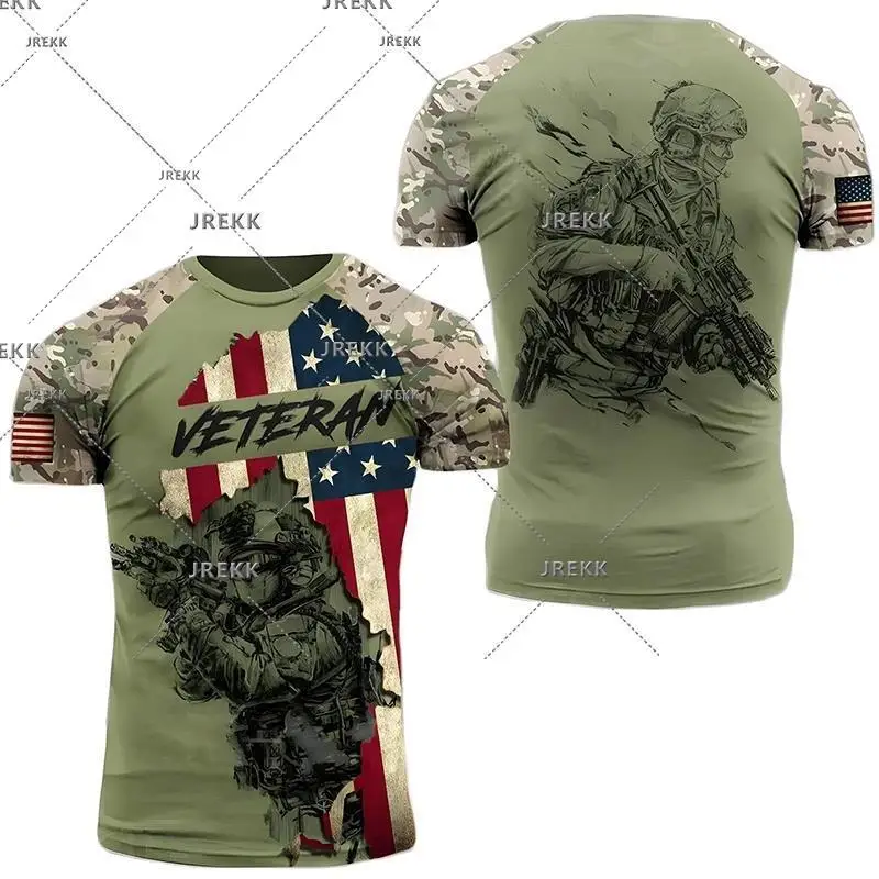 USA US  Fitness Lovers T Shirt For Men Clothing Camouflage Vintage Sports T-Shirt 3D Skull Print Tops Tee Shirts Tactical Tshirt