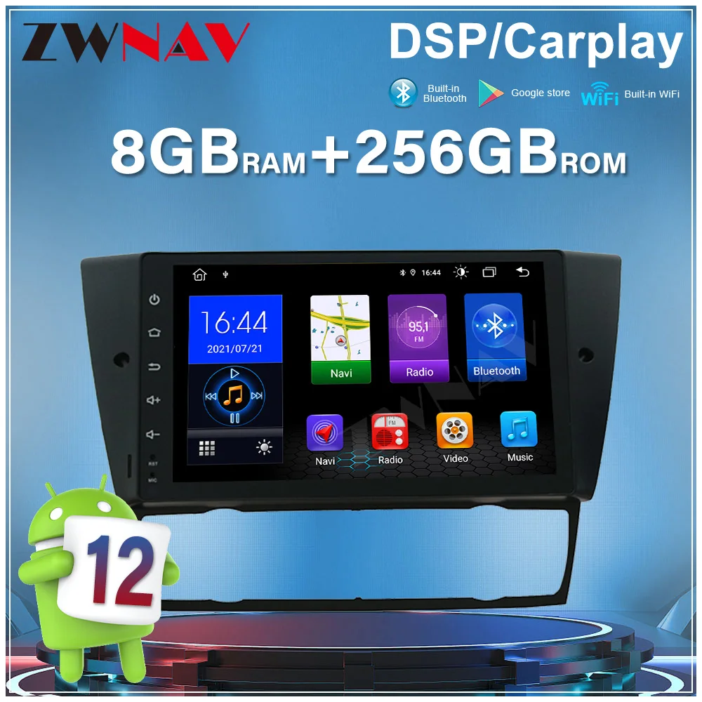 

8-ядерный 9-дюймовый автомобильный радиоприемник для BMW E90 с Android 12, сенсорным экраном, GPS-навигацией, беспроводным CarPlay, стереосистемой и мультимедийным плеером