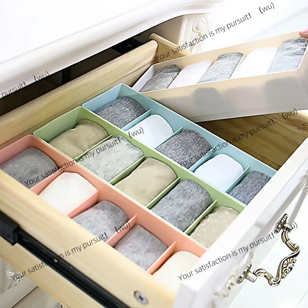 Five Grid Sundries Storage Box Multifunctional Stackable Storage Container Drawer Divider Box PP Household Underwear Socks
