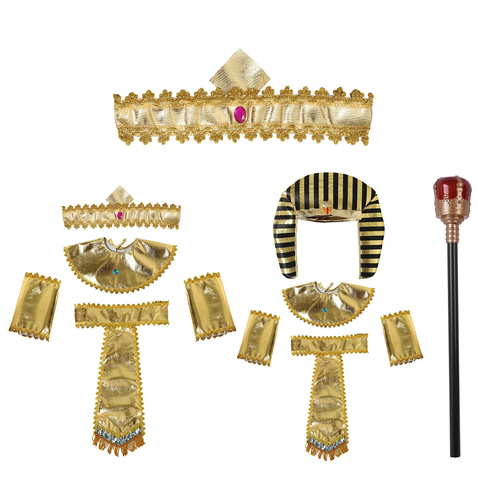 Costumes d'Halloween pour hommes et femmes, Pharaon des Prairies, dérivégyptien, Reine d'Aleopatra, Costume de prêtre égyptien, Vêtements de cosplay, Accessoires