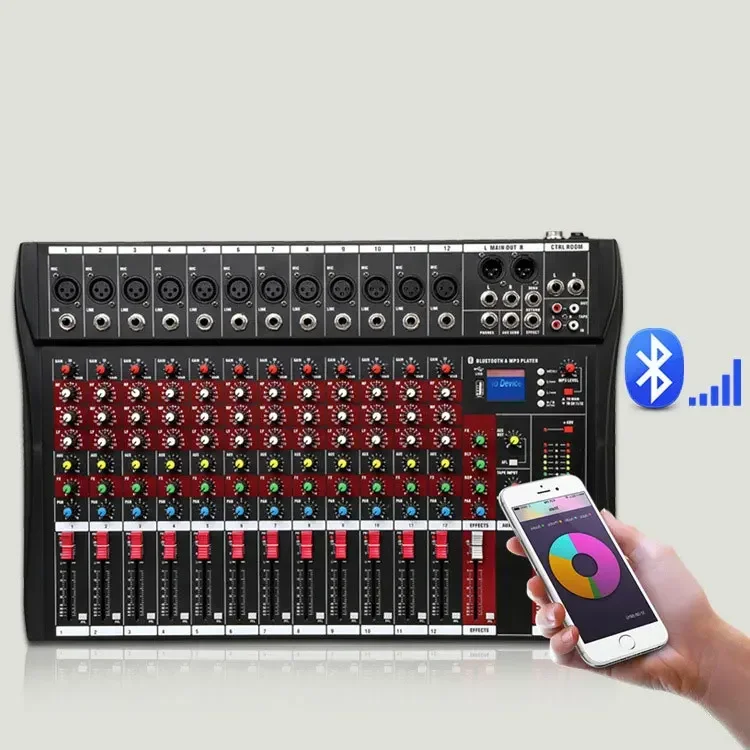 12-channel Professional Mixer Computer Stage Recording USB Sound Card High Low Tone Bluetooth DJ Model Number Certification