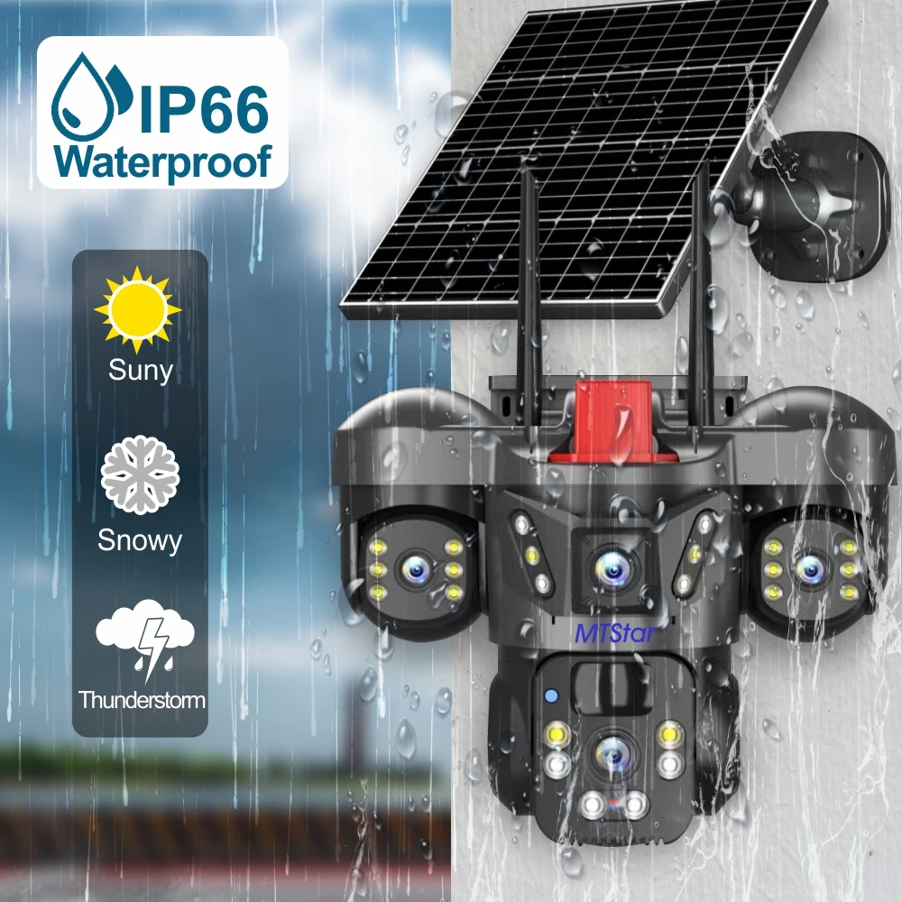 15MP HD Multi-lens New style 4G Solar Camera Two-way Voice AI Human Motion Tracking Secure PTZ Camera