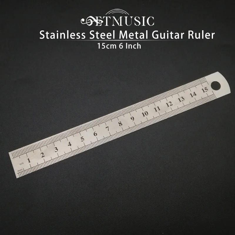 Guitar Ruler 15cm 6Inch Stainless Steel Metal Straight Ruler Precision Double Sided Learning Office Stationery Drafting Supplies