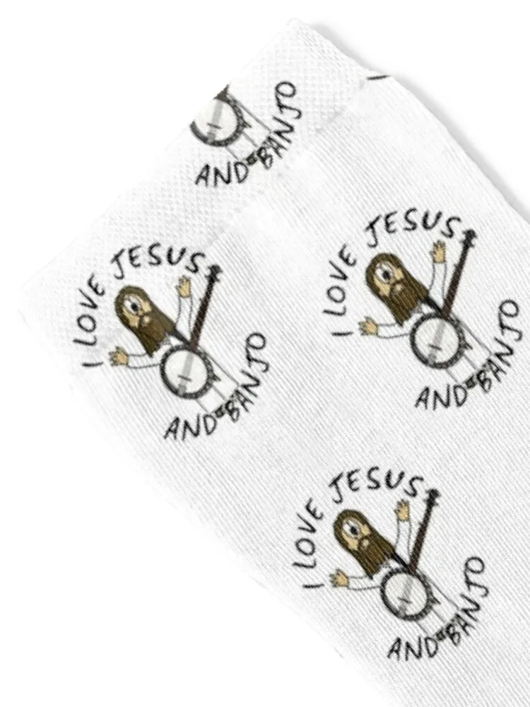 I Love Jesus And Banjo Christian Worship Funny Socks winter thermal luxe heated Socks Ladies Men's