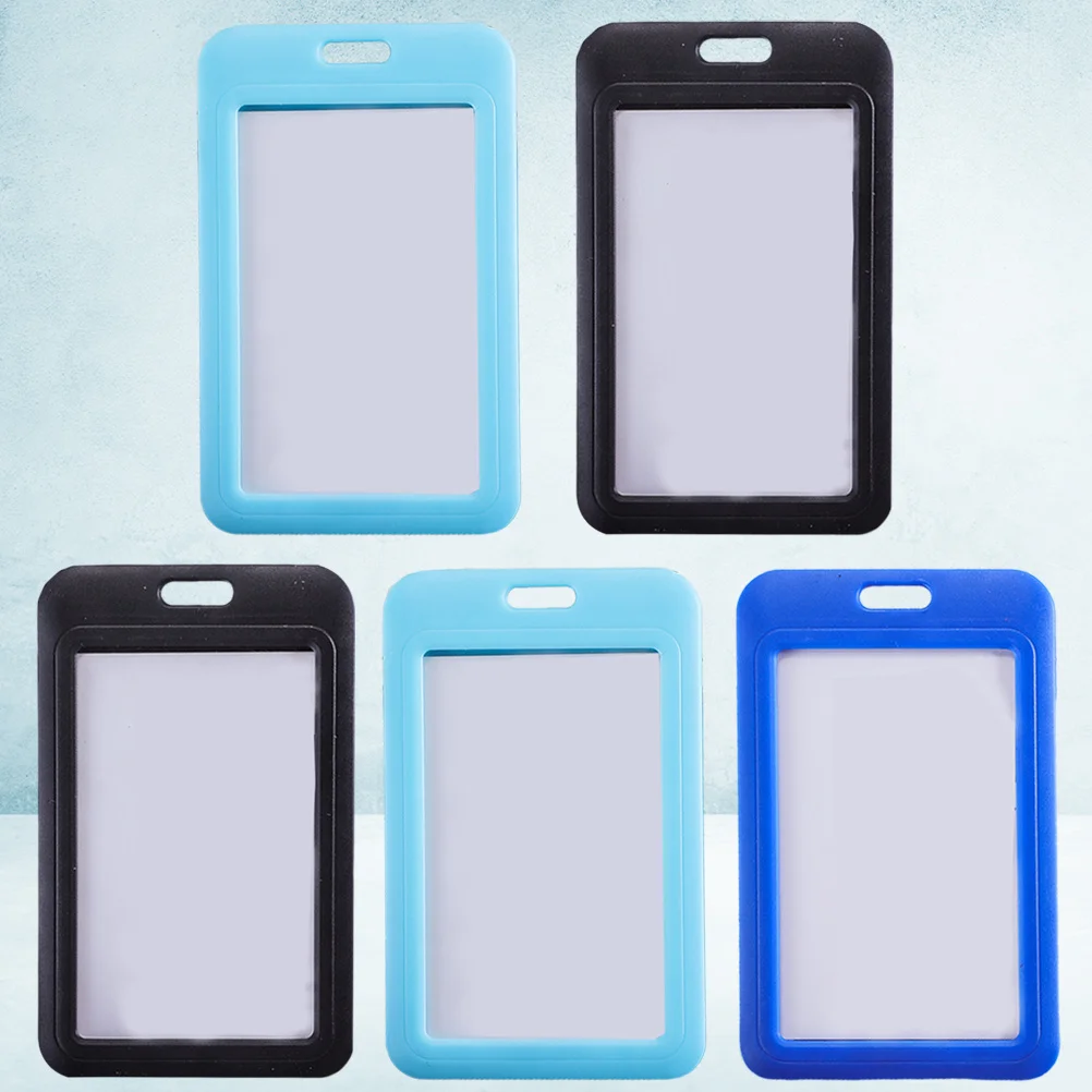 

5Pcs Pushable Sliding Cover Employee Badge Holder Work Cover Credentials Protector Lightweight Office Card Holder Random Colors