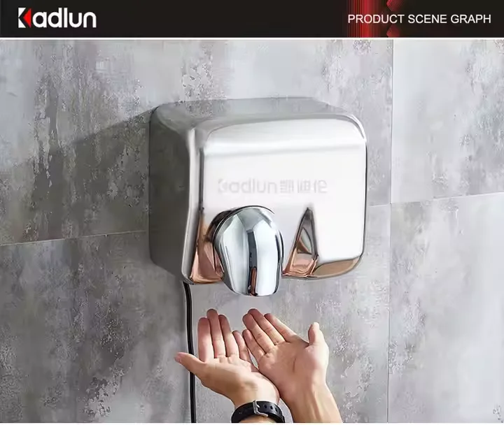 Secador de manos con sensor automático, baño de hotel, secadores de manos de alta velocidad fríos y calientes comerciales