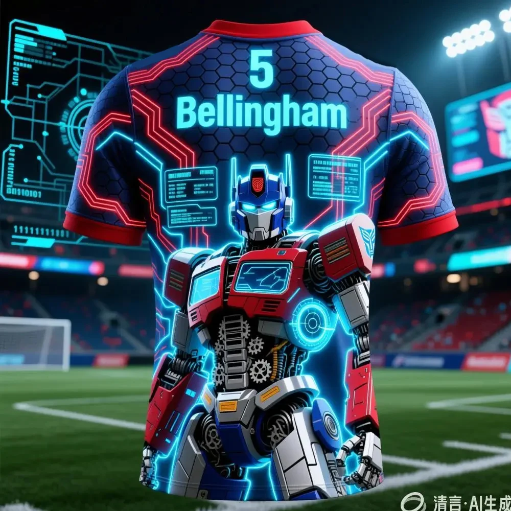 Bellingham Generado por IA # 5 Camisetas de Fútbol de Edición Especial para Hombre, de Secado Rápido y Transpirables, Camisetas de Manga Corta para Niños, Camisetas para Fanáticos del Fútbol