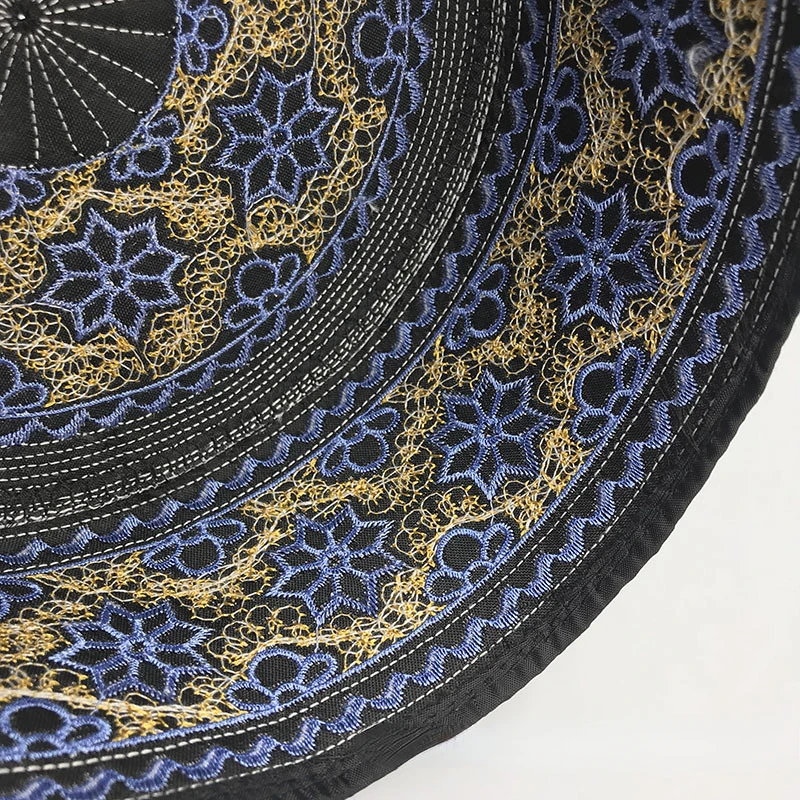 New Hui Men\'s Worship Hat Flat-topped Round-brimmed Gold and Blue Embroidery Saudi Hats Islam Homme Jewish Kufi Islamic Cap Men