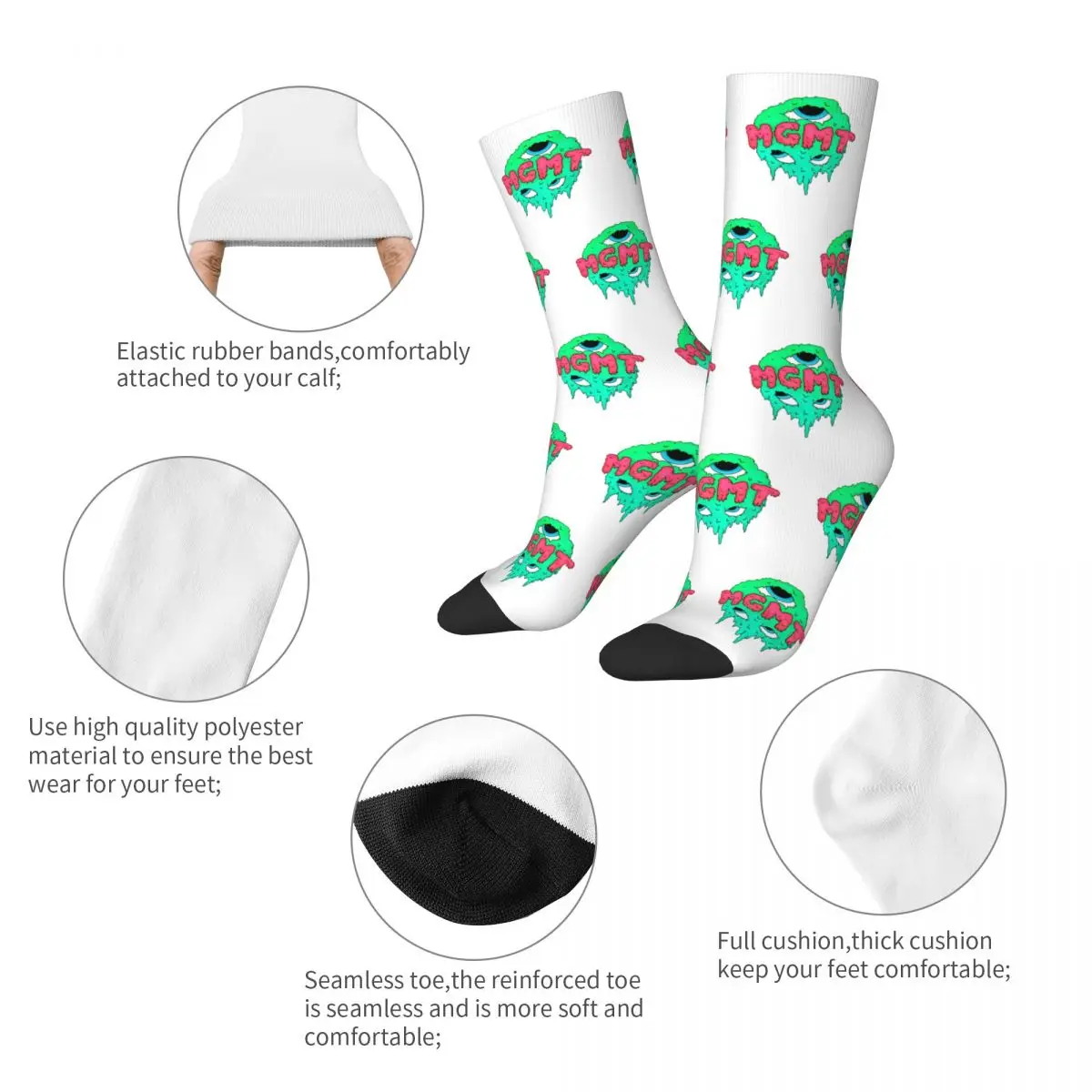 MGMT Radiohead Music Socks Men's Women's Polyester Casual Vampire Weekend Socks Hip Hop Spring Summer Autumn Winter Socks Gift