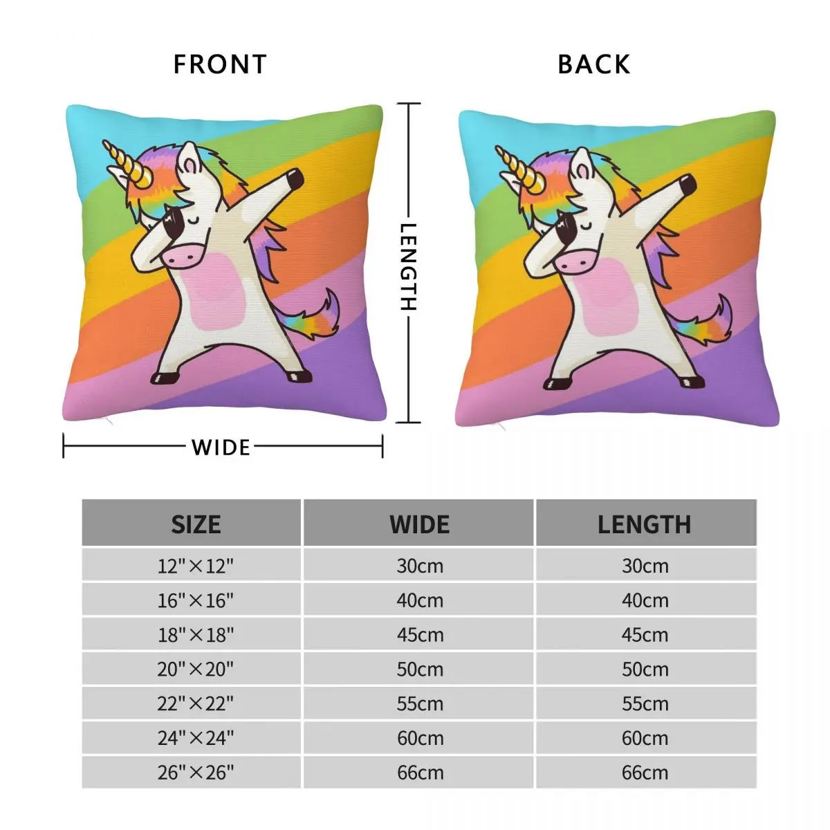 Dabbing Unicorn Shirt Hip Hop Dab Pose Square Pillowcase Polyester Linen Velvet Creative Zip Decorative Room Cushion Cover 45x45