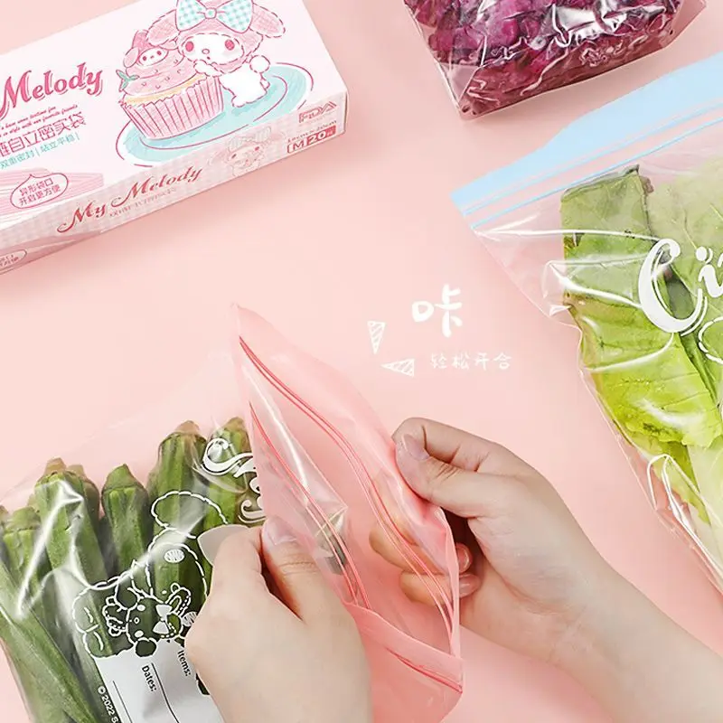 サンリオ クロミ シナモロール 漫画 ダブルチェーン 自己密封 食品グレード 鮮度保持袋 冷蔵庫 冷蔵保存袋