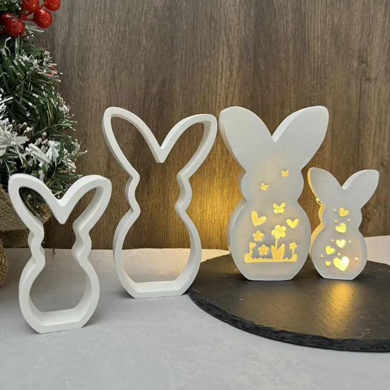 

No Easter Hollow Size Luminous Rabbit Silicone Mold Luminous Rabbit Plaster Pendant Mold Drop Glue Mold Simple and Practical