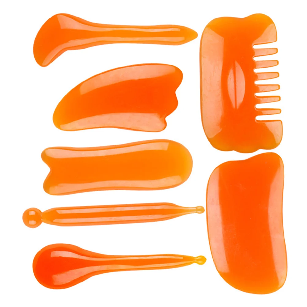 

1 Set of 7pcs Massaging Scraping Massage Tools Facial Body Resin Beeswax Scraping Boards massaging board