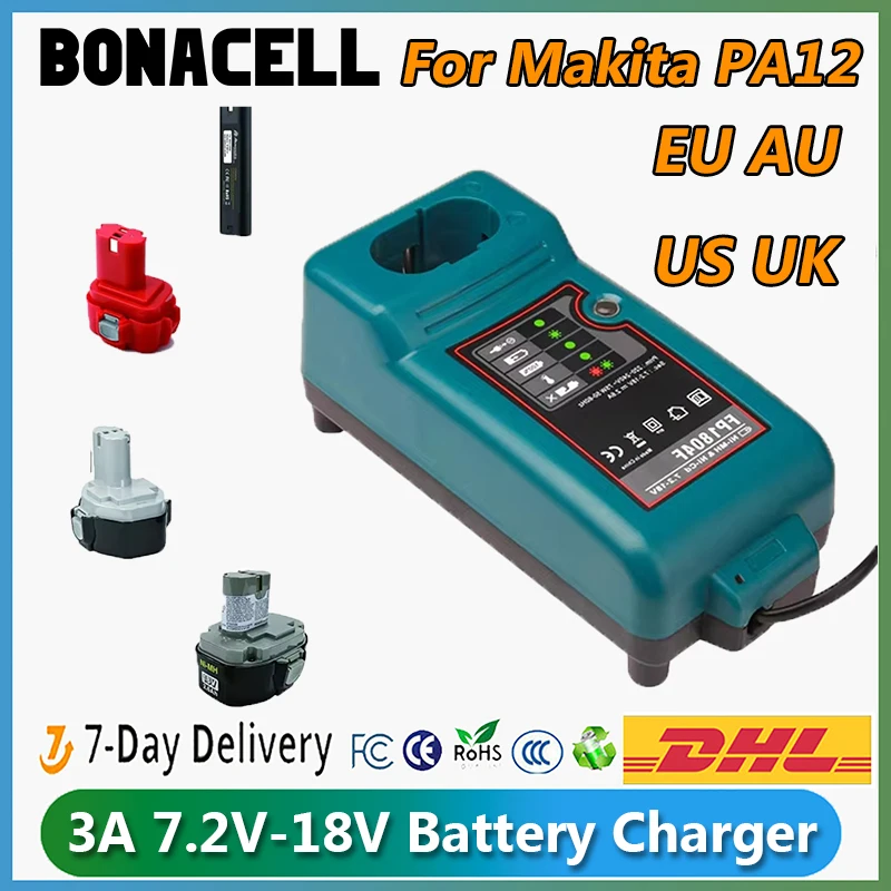 For Makita PA12 Battery Charger PA18 DC1804 DC1822  7.2V-18V NI-CD&NI-MH Battery Charge Power Tool Replacement Battery Charger